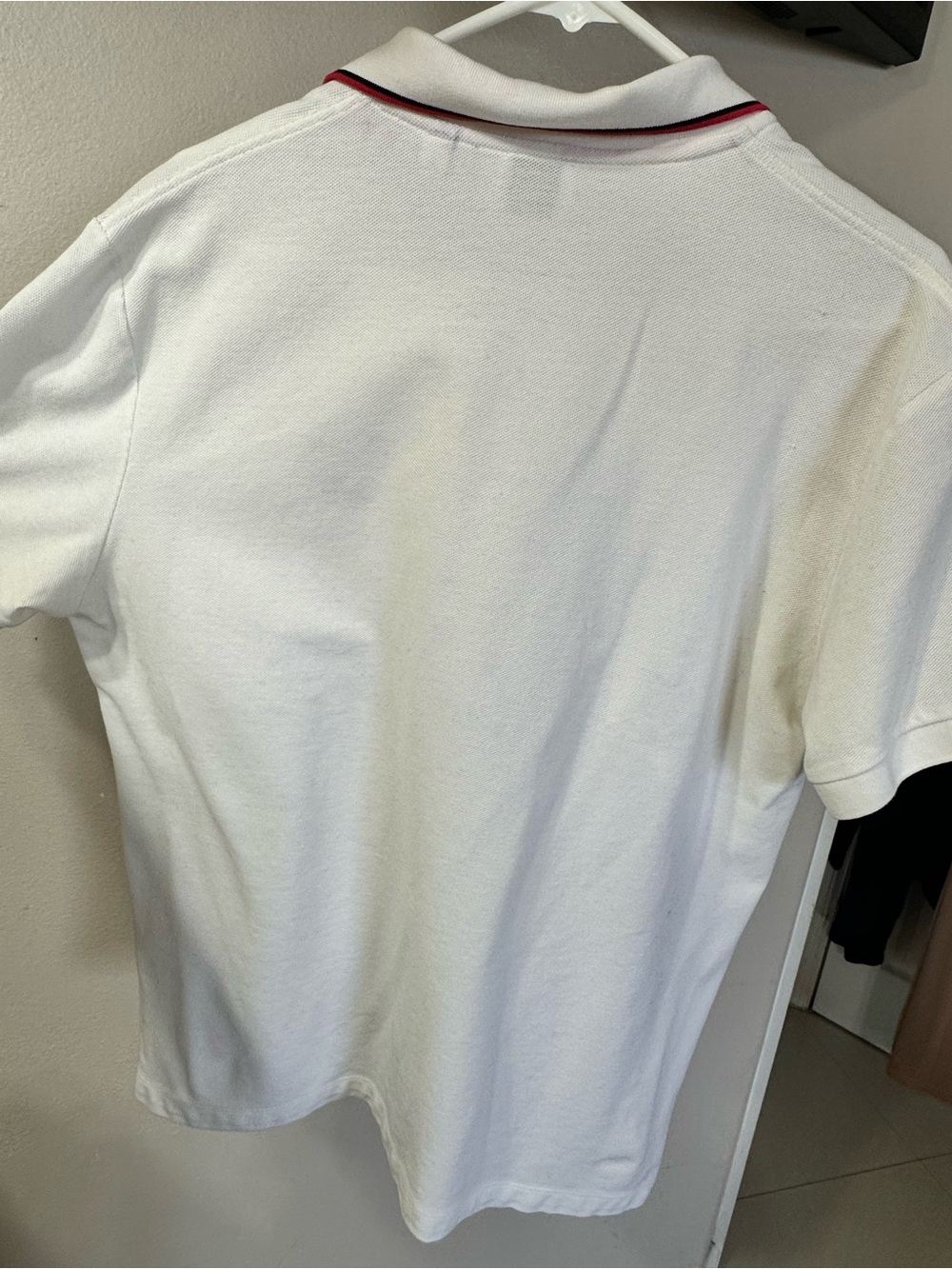 Burberry White Polo with Black TB Monogram and Red Trim - Picture 5 of 6